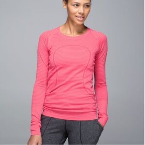 Lululemon Run Swiftly Tech Long Sleeve Crew, Boom Juice (pink), size 6